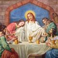 Jesus and His apostles at the Last Supper are depicted in a painting at Sacred Hearts of Jesus and Mary Church in Southampton, N.Y.