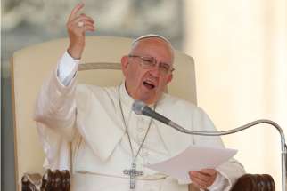 Pope Francis speaks during his general audience in St. Peter&#039;s Square at the Vatican Sept. 14.