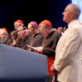 Carl Anderson, supreme knight of the Knights of Columbus, stands with cardinals, archbishops and bishops during the fraternal organization&#039;s 129th annual Supreme Convention in Denver.