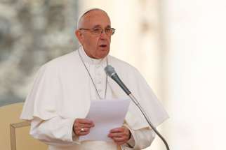 Pope Francis calls for prayers for victims of recent terrorist attacks in Syria as he reads a statement during his general audience in St. Peter&#039;s Square at the Vatican May 25.