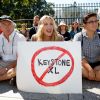 Actress Daryl Hannah protests with others in front of the White House in Washington against the proposed Keystone XL pipeline last August.