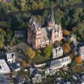 An aerial view shows Limburg Cathedral and, to the left ,the bishop&#039;s residence along the Lahn River in Germany Oct. 14. Archbishop Robert Zollitsch, the German bishops&#039; conference president and recently retired archbishop of Freibug, said he is followin g with &quot;great attention and great concern&quot; the case of the Limburg bishop, accused of making false statements in court and under fire for allegedly spending close to $40 million to renovate his residence and diocesan offices.