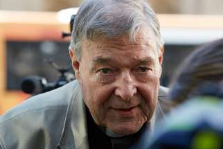 Australian Cardinal George Pell is seen outside the County Court in Melbourne Feb. 27, 2019.