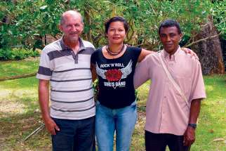 Laurindo Lazzaretti, left, Vanessa Xavier da Silva and Antonio Nascimento de Alveida of the Pastoral Land Commission.