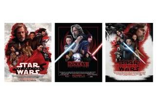 Justin Gregorio’s poster design, left, was featured at the Canadian premiere of Star Wars: The Last Jedi along with Erick Vengaf (middle) and Jimmy Huynh (right). 