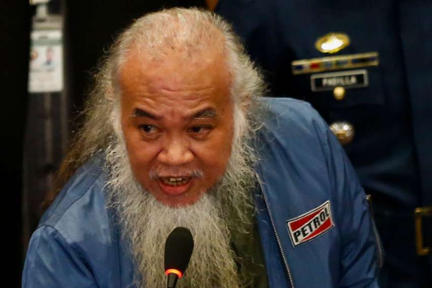Father Teresito Soganub gives a statement Sept. 18 during a news conference in Manila, Philippines. Father Soganub was released after being held captive by the Maute terror since May 23. 