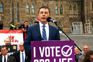 MP David Anderson speaks at the May 9 March for Life in Ottawa. 
