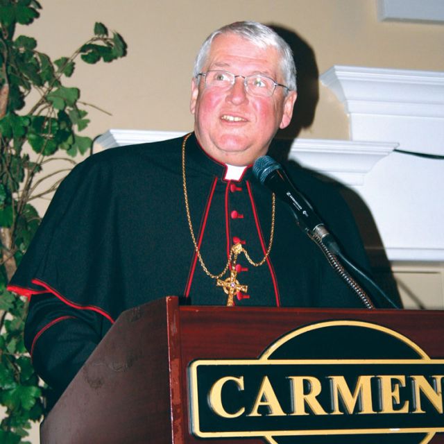Hamilton Bishop Douglas Crosby delivers his speech at the annual Bishop’s Charities Dinner Feb. 9.