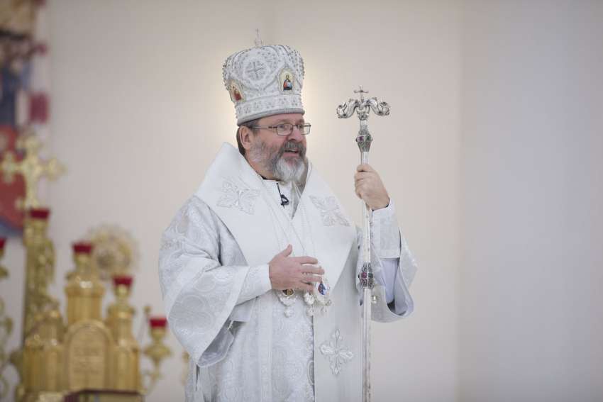 Major Archbishop Sviatoslav Shevchuk, head of the Ukrainian Greek Catholic Church, celebrates a Divine Liturgy Jan. 6, 2024, at the Patriarchal Cathedral of the Resurrection of Christ in Kyiv, Ukraine.