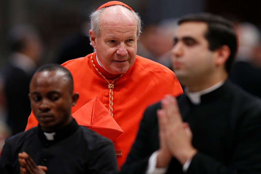 Cardinal Christoph Schonborn of Vienna arrives for the closing Mass of the Synod of Bishops on the family in St. Peter&#039;s Basilica at the Vatican in this Oct. 25, 2015, file photo. 