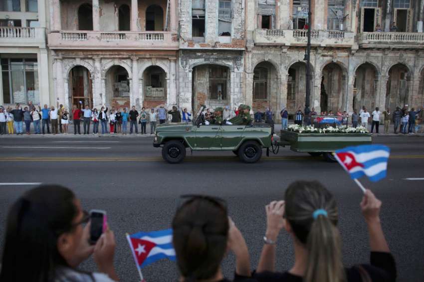 A military vehicle in Havana transports the ashes of the late Cuban President Fidel Castro Nov. 30. (CNS photo/Alexandre Meneghini, Reuters