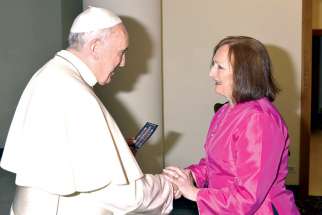CCN Ottawa correspondent Deborah Gyapong meets Pope Francis at the Vatican May 8. 
