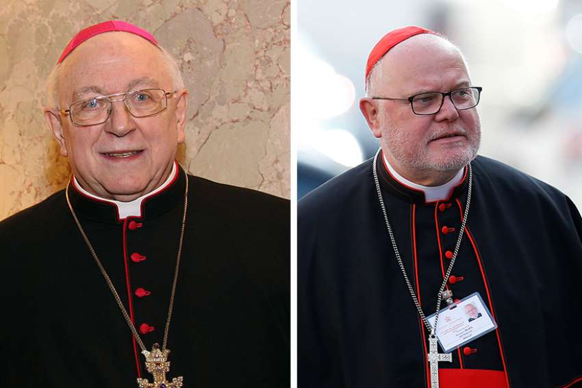 Archbishop Peter Zurbriggen (left) lamented the common adherence to political correctness by those who oppose crosses at Bavarian state buildings. German Cardinal Reinhard Marx said that Austrian government had triggered &quot;division, unrest and adversity&quot; with the new government mandate. 