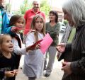 Maria Elena Bergoglio, the sister of Pope Francis, receives letters to her brother from children in Buenos Aires, Argentina, March 14.