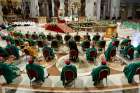 Pope Francis celebrates a Mass to open the listening process that leads up to the assembly of the world Synod of Bishops in 2023, in St. Peter&#039;s Basilica at the Vatican in this Oct. 10, 2021, file photo. On Oct. 2, 2022, Pope Francis heard syntheses from the listening phase of the 2023 synod.