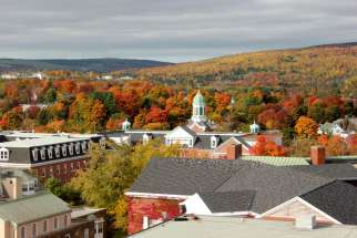 View on Xavier Hall from Nicholson Tower, St. Francis Xavier University, Antigonish, Nova Scotia, Canada.