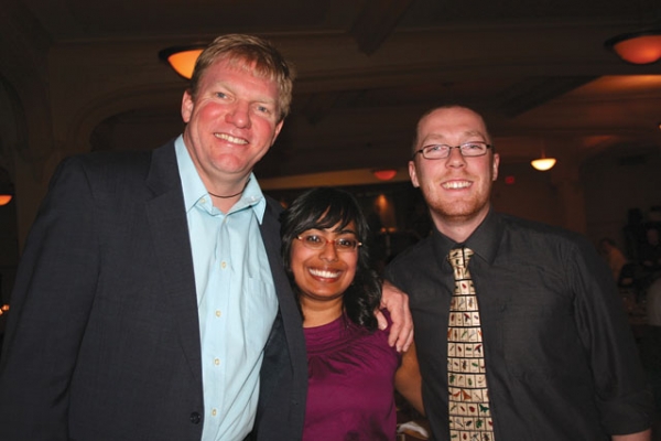 Film producer and pro-life activist Jason Jones, Ruth Lobo and James Shaw at a fundraiser to support the work of the Canadian Centre for Bioethical Reform.