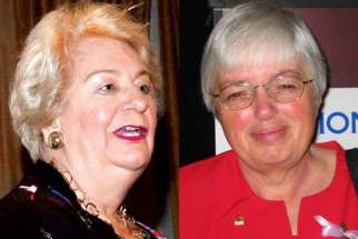 Gwen Landolt, founder of REAL Women of Canada (left) and Mary Ellen Douglas, the national organizer for Campaign Life Coalition (right)