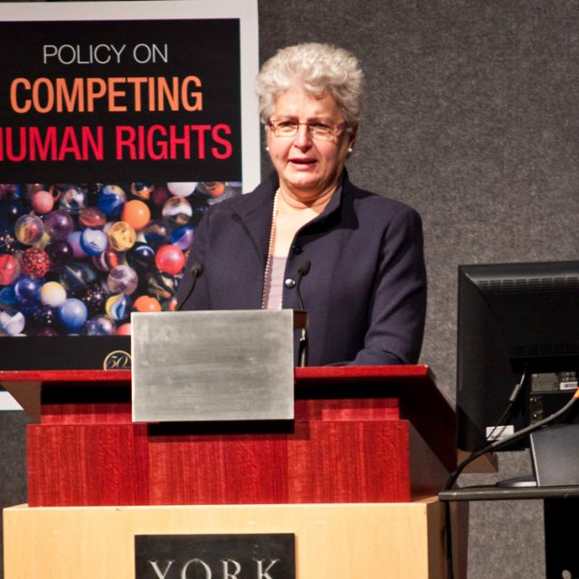 Ontario Human Rights Commissioner Barbara Hall at the launch of the 65-page &quot;Policy on Competing Human Rights&quot;.