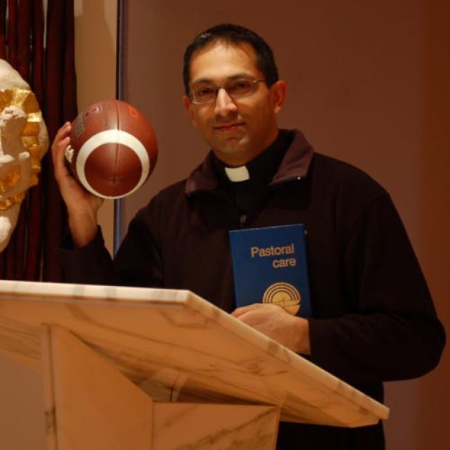 Fr. Eric Rodrigues, a priest in the Toronto archdiocese, will be saying Mass for the Buffalo Bills for the second year running as the Bills take over the Rogers Centre Dec. 16.