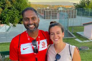 Daniel Bezalel Richardsen and Irena Vélez Nierojewski in Mangualde for Days in the Diocese at this summer’s World Youth Day in Portugal.