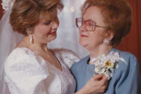 Dorothy Pilarski with her mother, Teresa, on her wedding day.