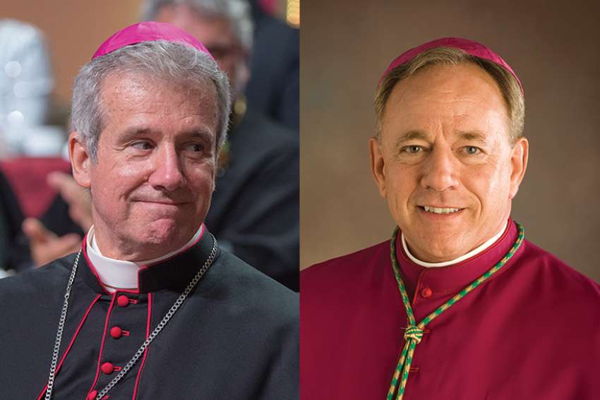 Archbishop Lépine (left) and Archbishop Miller (right)