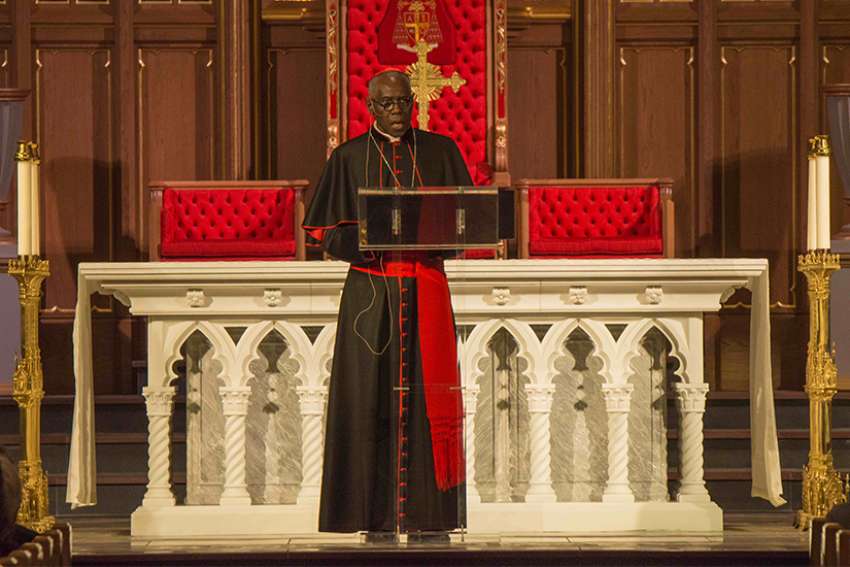 Cardinal Robert Sarah delivers a public lecture on living a silent Christian life at St. Michael&#039;s Cathedral in Toronto, Mar. 12, 2018.
