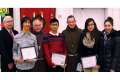 Winners of the Week of Prayer for Christian unity writing contest at St. Joan of Arc parish in Toronto. From left, The Catholic Register publisher Jim O’Leary, first-place winner Nathan Ko, Fr. Damian MacPherson, honourable mention Lawrence P. Fraginal, Fr. Daniel P. Callahan, second-place Kelly Cheung and honourable mention Daniela D. Tarzia.