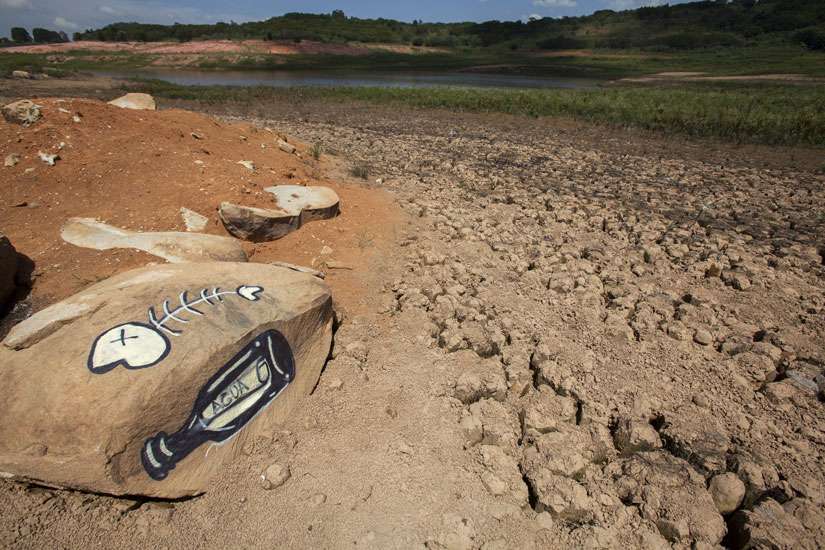 A View of the Jaguari dam in Brazil shows low water levels in early January. The drought in the region is the worst in 80 years, according to reports, as only a third of the usual rainfall occurred during the wet season from December to February. 