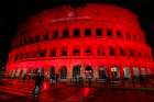 The Colosseum in Rome is lit in red to draw attention to the persecution of Christians around the world. 