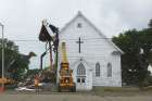 Demolition beings on St. Agnes Catholic Church in New Waterford Nova Scotia. 