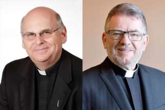 Pope Francis has appointed Fr. Louis Corriveau, left, and Fr. Marc Plechat as the Archdiocese of Quebec’s newest auxiliary bishops. 