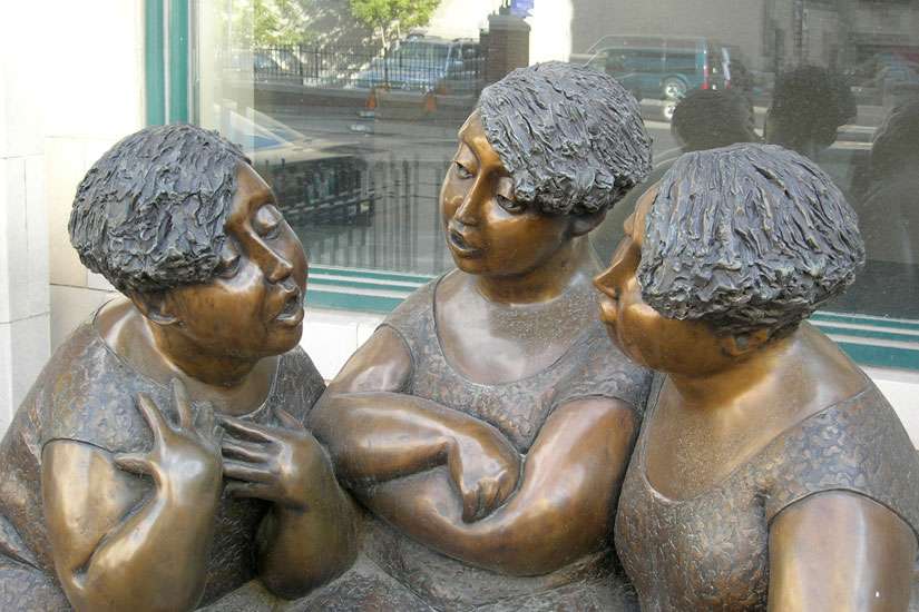 A sculpture called &quot;Gossip&quot; in Winnipeg.