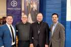 Michael Aguiar, John Pacheco and Nicholas Ferreira of Consortium of Independent Ontario Catholic Schools with Bishop Yvan Mathieu of the Archdiocese of Ottawa-Cornwall