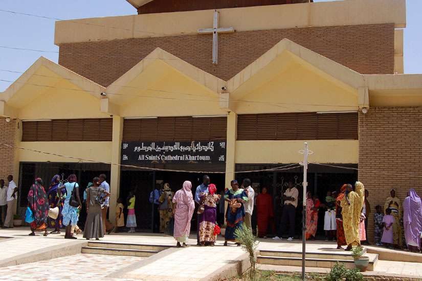 Sudanese Christians outside All Saints Cathedral in Khartoum, Sudan, on March 29, 2008. 