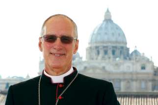 Archbishop Paul-André Durocher, president of the Canadian Conference of Catholic Bishops, is pictured in Rome Oct. 8. 