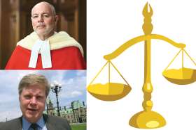 With the resignation of Supreme Court Justice Russell Brown, top left, who was among the more conservative justices on the high court, will the scales of justice lean too far one way? Catholic lawyers like Phil Horgan, general counsel for the Catholic Civil Rights League, believe it will. 