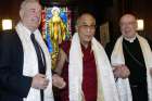 In this CNS photo from 2004, Ottawa’s then Archbishop Marcel Gervais, right, joins Prime Minister Paul Martin in meeting with Tibetan spiritual leader the Dalai Lama at the archbishop’s residence.
