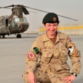 Padre Francesca Scorsone on the tarmac at Kandahar Airfield.
