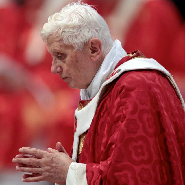 Pope Benedict XVI celebrates a Mass in St. Peter&#039;s Basilica at the Vatican June 29. The pope gave 44 archbishops the woolen pallium as a sign of their communion with him and their pastoral responsibility as shepherds.