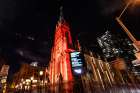 St. Michael&#039;s Cathedral Basilica in Toronto is illuminated by red lights for Red Wednesday, Nov. 16, 2022. Red Wednesday is an annual commemoration for persecuted Christians around the globe.