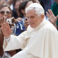 Pope Benedict XVI waves as he arrives to lead his general audience in St. Peter&#039;s Square at the Vatican May 16.