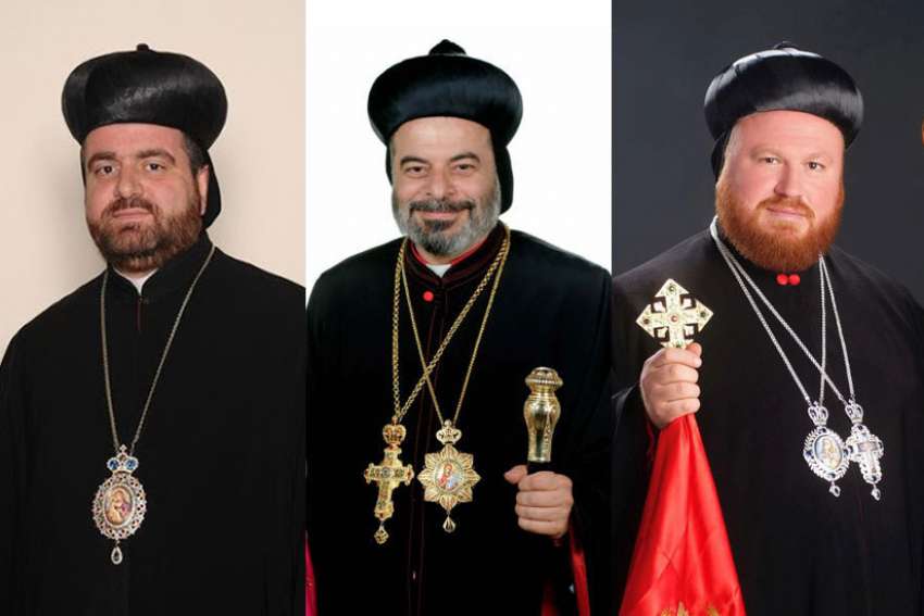 Syriac Orthodox Archbishop Selwanos Boutros Alnemeh, left, Iraq&#039;s Archbishop Timothius Mousa Shamani and Archbishop Nicodemus Daoud Sharaf