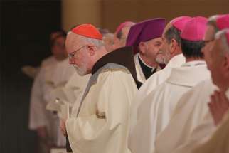 Boston Cardinal Sean P. O&#039;Malley arrives to concelebrate Mass Nov. 12, 2017, at the Basilica of the National Shrine of the Assumption of the Blessed Virgin Mary in Baltimore on the eve of the fall general assembly of the U.S. Conference of Catholic Bishops. 
